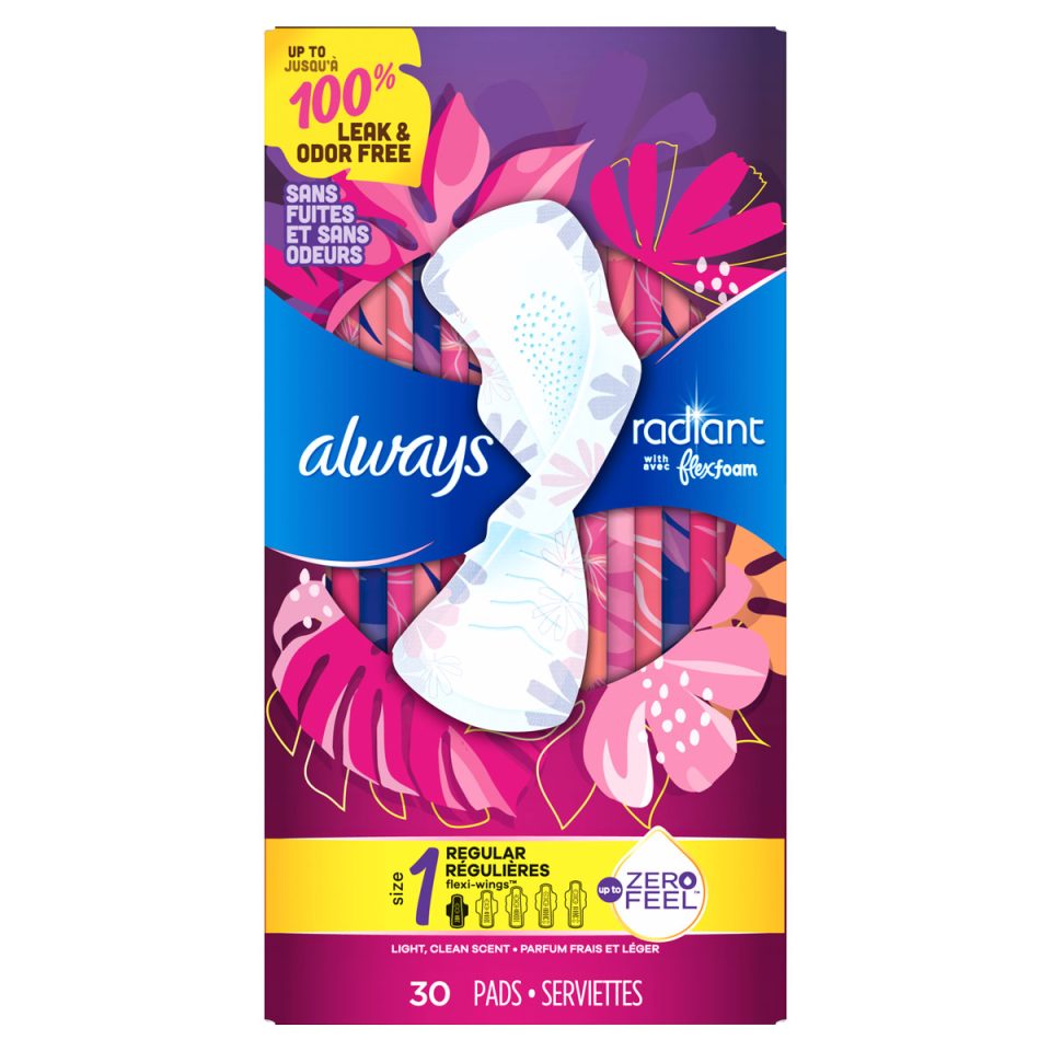 Always Radiant Size 1 Regular Pads, Light Clean Scent