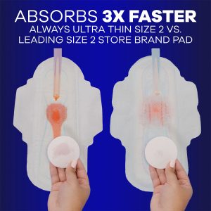 Always Ultra Thin Size 5 Extra Heavy Overnight Pads With Wings, Unscented