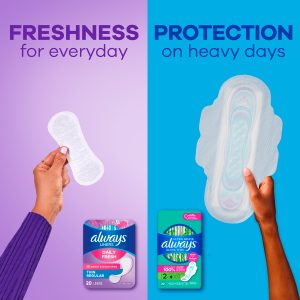 Always Daily Fresh Liners Thin Scented,  Wrapped